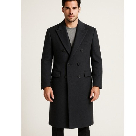 Christian Aujard Cashmere Blend Black Double breasted Coat 40R